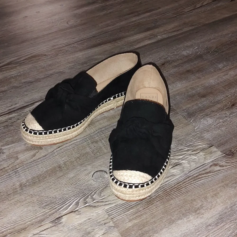Kaari Blue™ Kiki  Black Knotted Espadrille Flats  Sz 6.5